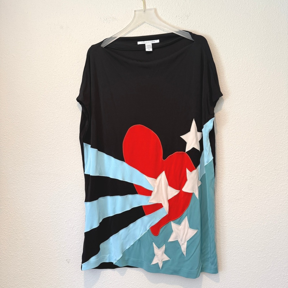Diane von Furstenberg RARE DVF Heart Star Graphic Tunic Top Dress